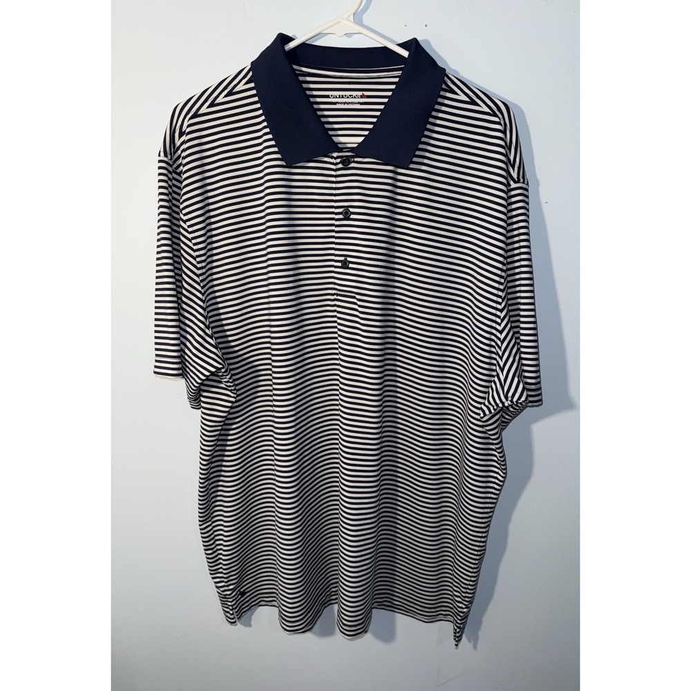 UNTUCKit Men's Polo Shirt Short Sleeve Stretch Stripe Navy White Nautica Sz 3XL